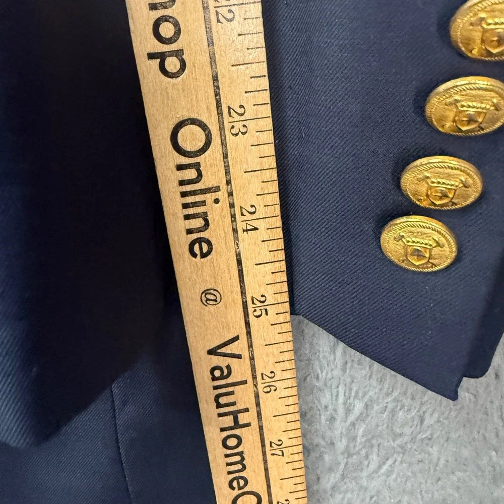 Lauren Ralph Lauren Blazer Mens 43R Navy Blue 100% Wool Gold Button Sport Coat